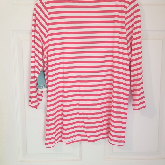 Hillard & Hanson Knit Top NWT Pink White Floral - Picture 6 of 6